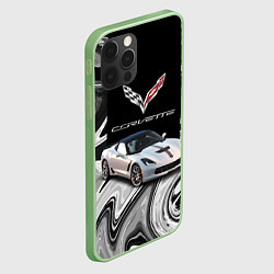 Чехол для iPhone 12 Pro Max Chevrolet Corvette - Motorsport - Racing team, цвет: 3D-салатовый — фото 2