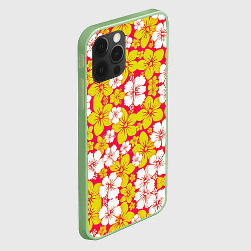 Чехол iPhone 12 Pro Max Hawaiian kaleidoscope / 3D-Салатовый – фото 2