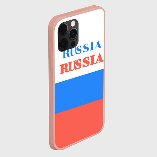 Чехол iPhone 12 Pro Max Цвета флага России Russia / 3D-Светло-розовый – фото 2