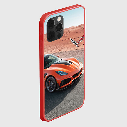 Чехол iPhone 12 Pro Max Chevrolet Corvette - Motorsport - Desert / 3D-Красный – фото 2