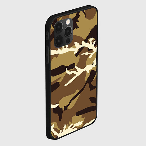 Чехол iPhone 12 Pro Max Камуфляж Woodland осень крупный / 3D-Черный – фото 2