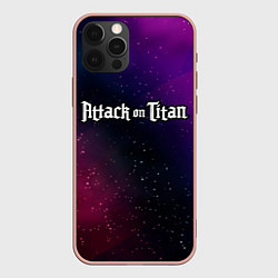 Чехол для iPhone 12 Pro Max Attack on Titan gradient space, цвет: 3D-светло-розовый