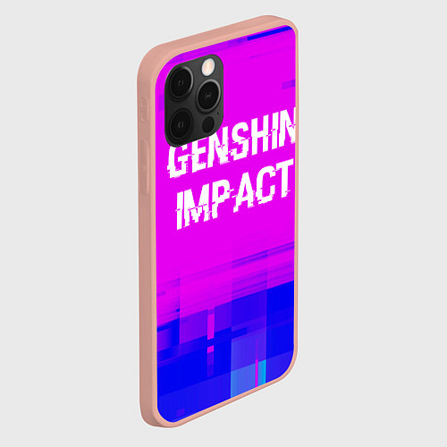 Чехол iPhone 12 Pro Max Genshin Impact glitch text effect: символ сверху / 3D-Светло-розовый – фото 2