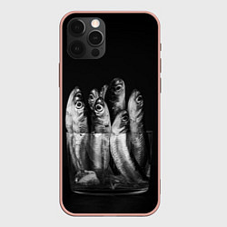 Чехол для iPhone 12 Pro Max Рыбы в стакане, цвет: 3D-светло-розовый