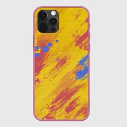 Чехол для iPhone 12 Pro Max Радужная палитра, цвет: 3D-малиновый