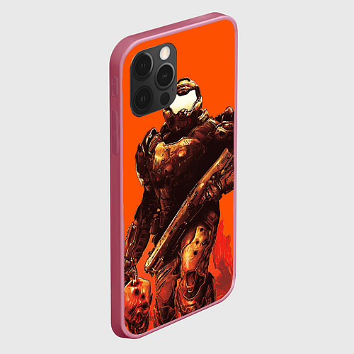 Чехол iPhone 12 Pro Max Думгай с головой - Doom / 3D-Малиновый – фото 2