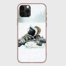 Чехол для iPhone 12 Pro Max Хоккейные коньки, цвет: 3D-светло-розовый