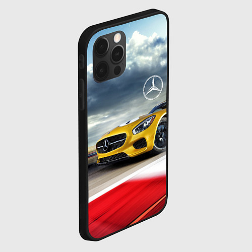 Чехол iPhone 12 Pro Max Mercedes AMG V8 Biturbo на трассе / 3D-Черный – фото 2