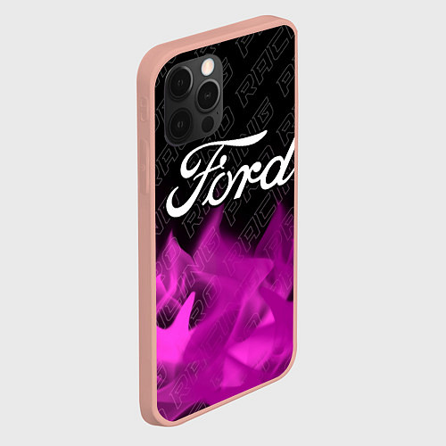 Чехол iPhone 12 Pro Max Ford pro racing: символ сверху / 3D-Светло-розовый – фото 2