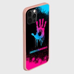 Чехол для iPhone 12 Pro Max Death Stranding - neon gradient, цвет: 3D-светло-розовый — фото 2