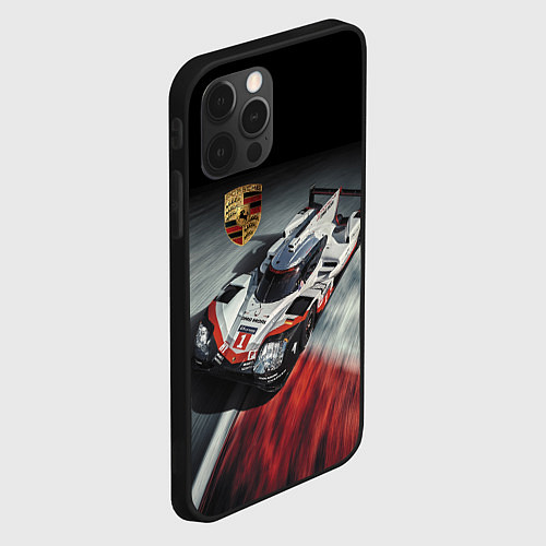 Чехол iPhone 12 Pro Max Porsche - racing team - motorsport / 3D-Черный – фото 2