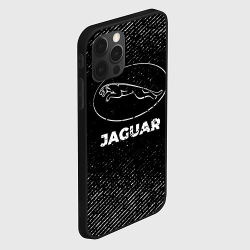 Чехол iPhone 12 Pro Max Jaguar с потертостями на темном фоне / 3D-Черный – фото 2