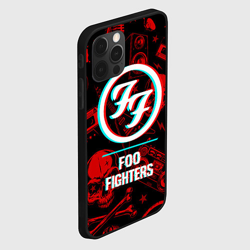 Чехол iPhone 12 Pro Max Foo Fighters rock glitch / 3D-Черный – фото 2