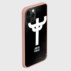 Чехол для iPhone 12 Pro Max Judas Priest glitch на темном фоне, цвет: 3D-светло-розовый — фото 2