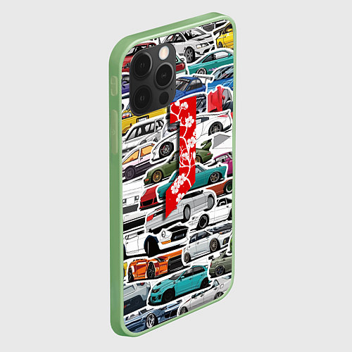 Чехол iPhone 12 Pro Max JDM автомобили 90х / 3D-Салатовый – фото 2