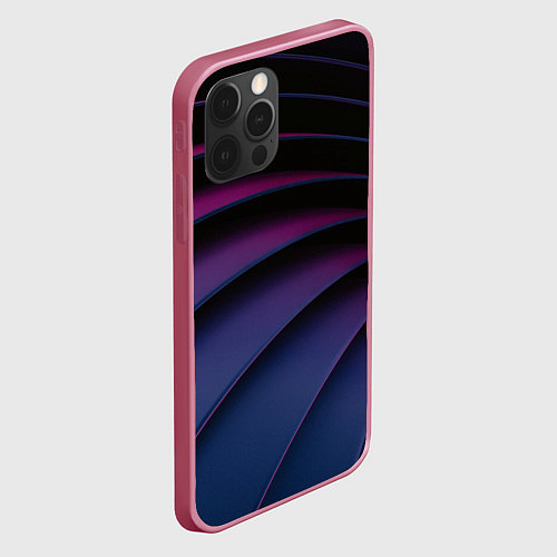 Чехол iPhone 12 Pro Max Спиральные тёмные пластины / 3D-Малиновый – фото 2
