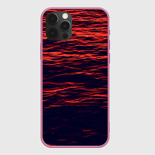 Чехол iPhone 12 Pro Max Sunset Wave / 3D-Малиновый – фото 1