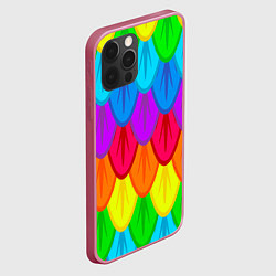 Чехол для iPhone 12 Pro Max Разноцветные перья, цвет: 3D-малиновый — фото 2