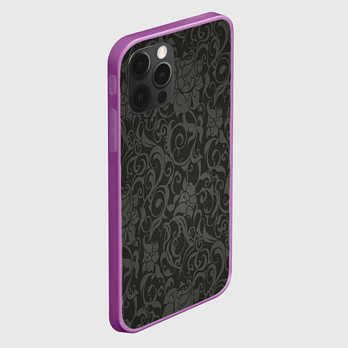 Чехол iPhone 12 Pro Max The dark flowers / 3D-Сиреневый – фото 2