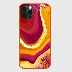 Чехол для iPhone 12 Pro Max Бордово-оранжевый агат, цвет: 3D-красный
