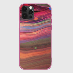 Чехол для iPhone 12 Pro Max Розово-оранжевый абстрактный песок, цвет: 3D-малиновый