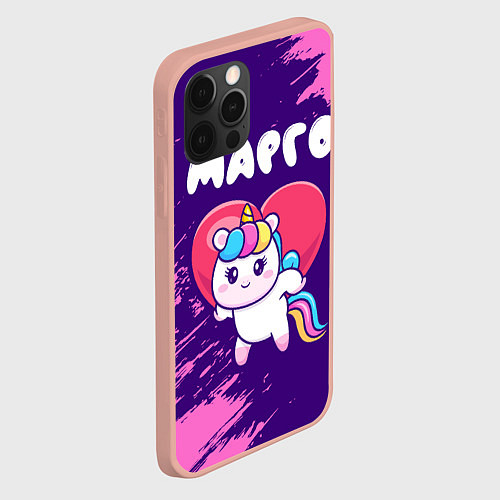 Чехол iPhone 12 Pro Max Марго единорог с сердечком / 3D-Светло-розовый – фото 2