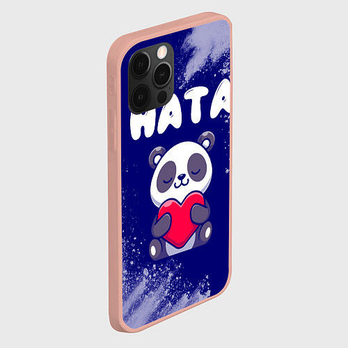 Чехол iPhone 12 Pro Max Ната панда с сердечком / 3D-Светло-розовый – фото 2