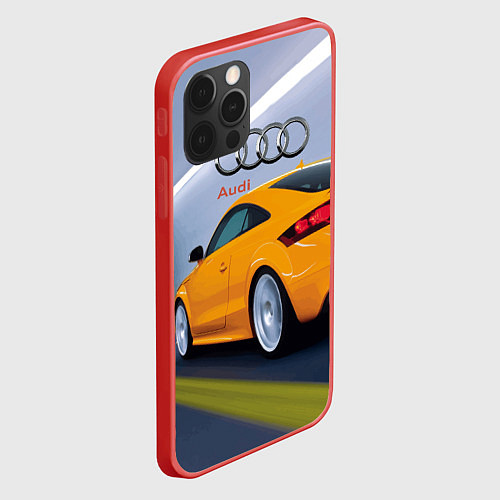 Чехол iPhone 12 Pro Max Audi TT мчится в тоннеле / 3D-Красный – фото 2