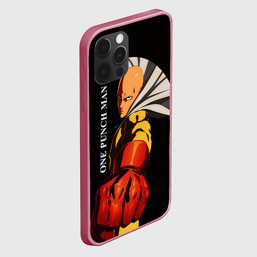 Чехол iPhone 12 Pro Max Сайтама Ванпанчмен / 3D-Малиновый – фото 2