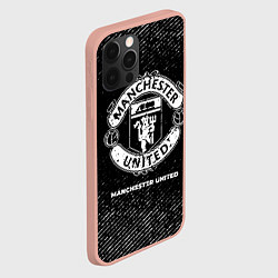 Чехол для iPhone 12 Pro Max Manchester United с потертостями на темном фоне, цвет: 3D-светло-розовый — фото 2