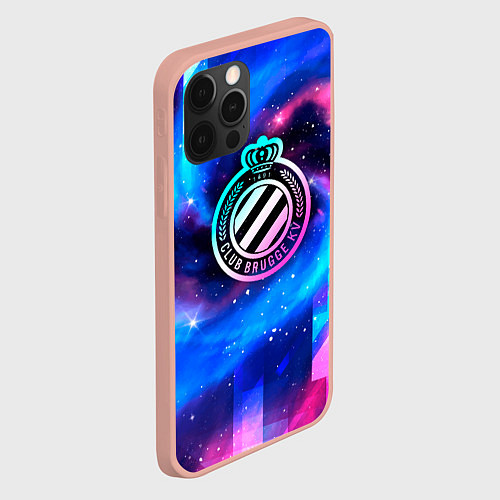 Чехол iPhone 12 Pro Max Club Brugge неоновый космос / 3D-Светло-розовый – фото 2