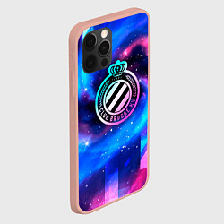 Чехол для iPhone 12 Pro Max Club Brugge неоновый космос, цвет: 3D-светло-розовый — фото 2