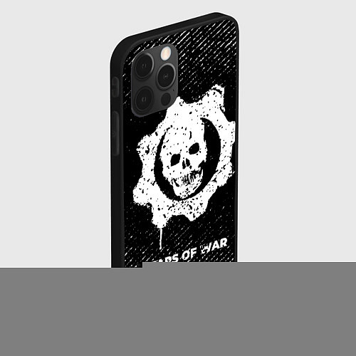 Чехол iPhone 12 Pro Max Gears of War с потертостями на темном фоне / 3D-Черный – фото 2