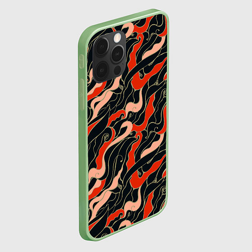 Чехол iPhone 12 Pro Max Japanese pattern / 3D-Салатовый – фото 2