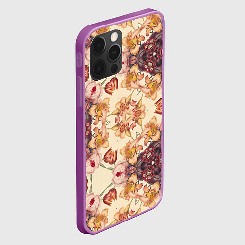 Чехол iPhone 12 Pro Max Цветы абстрактные розы / 3D-Сиреневый – фото 2