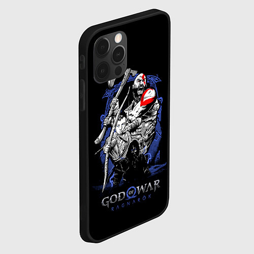 Чехол iPhone 12 Pro Max Кратос,Атрей и Тор GoW Ragnarok / 3D-Черный – фото 2