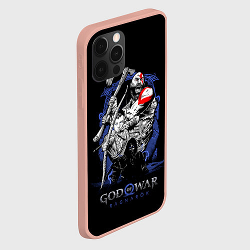 Чехол iPhone 12 Pro Max Кратос,Атрей и Тор GoW Ragnarok / 3D-Светло-розовый – фото 2