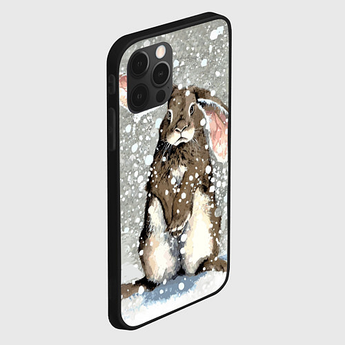 Чехол iPhone 12 Pro Max Кролик Снежок Милый / 3D-Черный – фото 2
