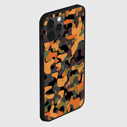 Чехол iPhone 12 Pro Max Камуфляж осенний лес / 3D-Черный – фото 2