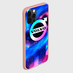 Чехол для iPhone 12 Pro Max Volvo неоновый космос, цвет: 3D-светло-розовый — фото 2