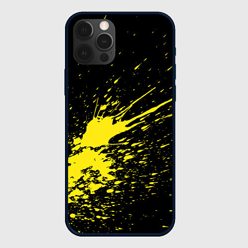 Чехол iPhone 12 Pro Max Желтые брызги / 3D-Черный – фото 1