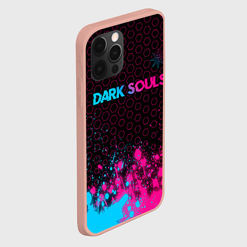 Чехол iPhone 12 Pro Max Dark Souls - neon gradient: символ сверху / 3D-Светло-розовый – фото 2
