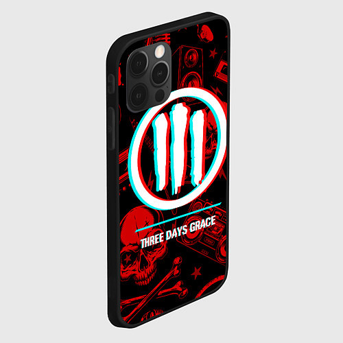 Чехол iPhone 12 Pro Max Three Days Grace rock glitch / 3D-Черный – фото 2