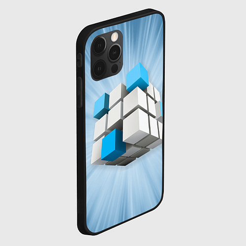 Чехол iPhone 12 Pro Max Трёхцветный кубик Рубика / 3D-Черный – фото 2