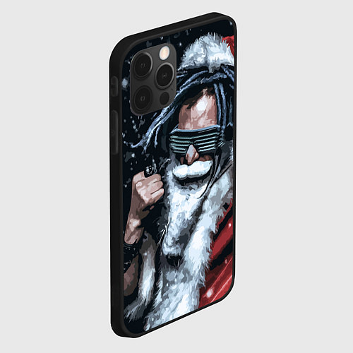 Чехол iPhone 12 Pro Max Cool Santa Rastaman / 3D-Черный – фото 2