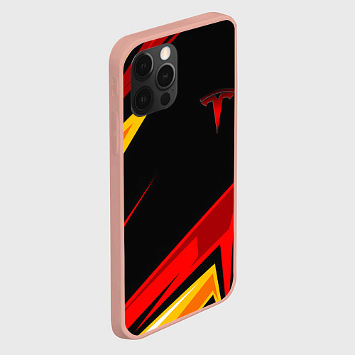 Чехол iPhone 12 Pro Max Тесла - Оранжевая спортивная / 3D-Светло-розовый – фото 2