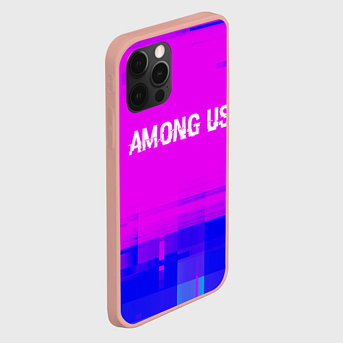 Чехол iPhone 12 Pro Max Among Us glitch text effect: символ сверху / 3D-Светло-розовый – фото 2