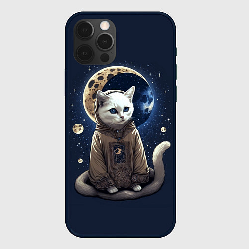 Чехол iPhone 12 Pro Max Лунный котик / 3D-Черный – фото 1