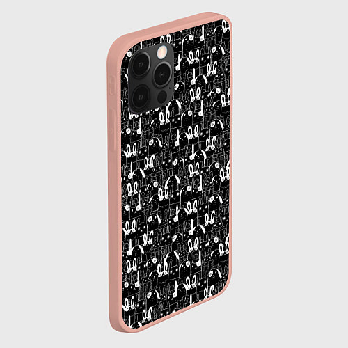 Чехол iPhone 12 Pro Max Кролики черно-белые / 3D-Светло-розовый – фото 2