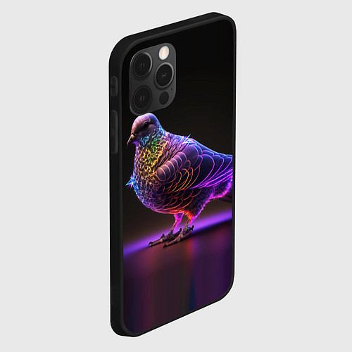 Чехол iPhone 12 Pro Max Неоновый голубь / 3D-Черный – фото 2